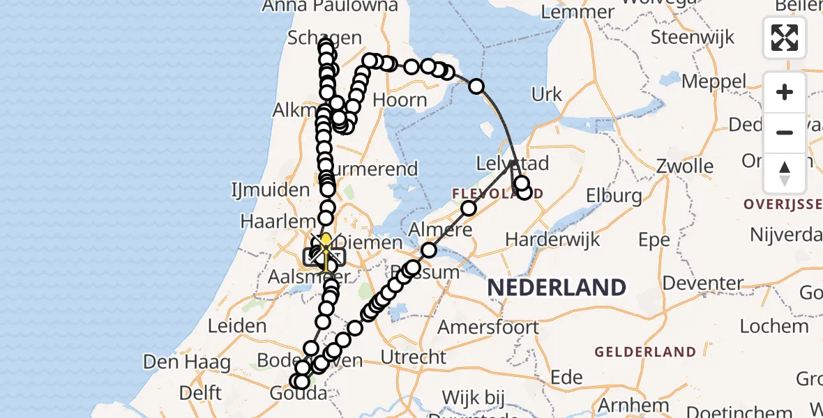 Routekaart van de vlucht: Politieheli naar Schiphol, Thermiekstraat