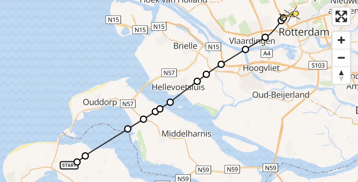 Routekaart van de vlucht: Lifeliner 2 naar Rotterdam The Hague Airport, Florisweg