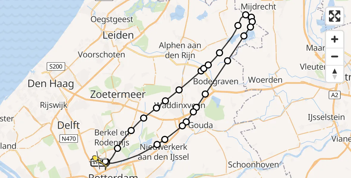 Routekaart van de vlucht: Lifeliner 2 naar Rotterdam The Hague Airport, Zestienhoven