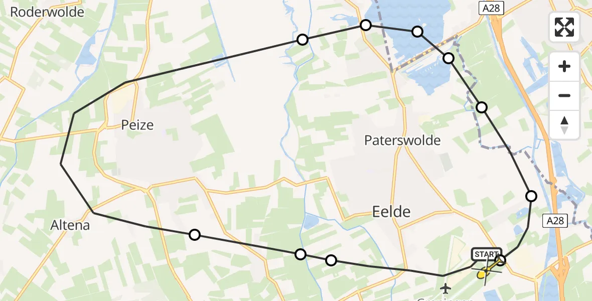 Routekaart van de vlucht: Lifeliner 4 naar Groningen Airport Eelde, Hoofdweg