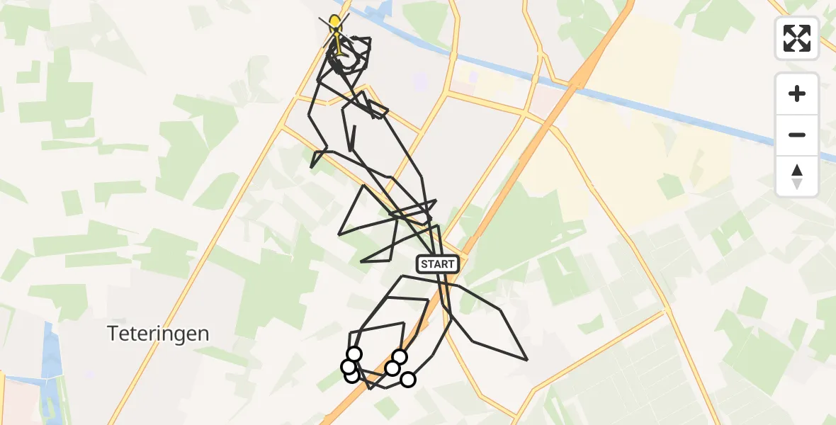 Routekaart van de vlucht: Politiehelikopter naar Oosterhout, Burgemeester de van der Schuerenlaan