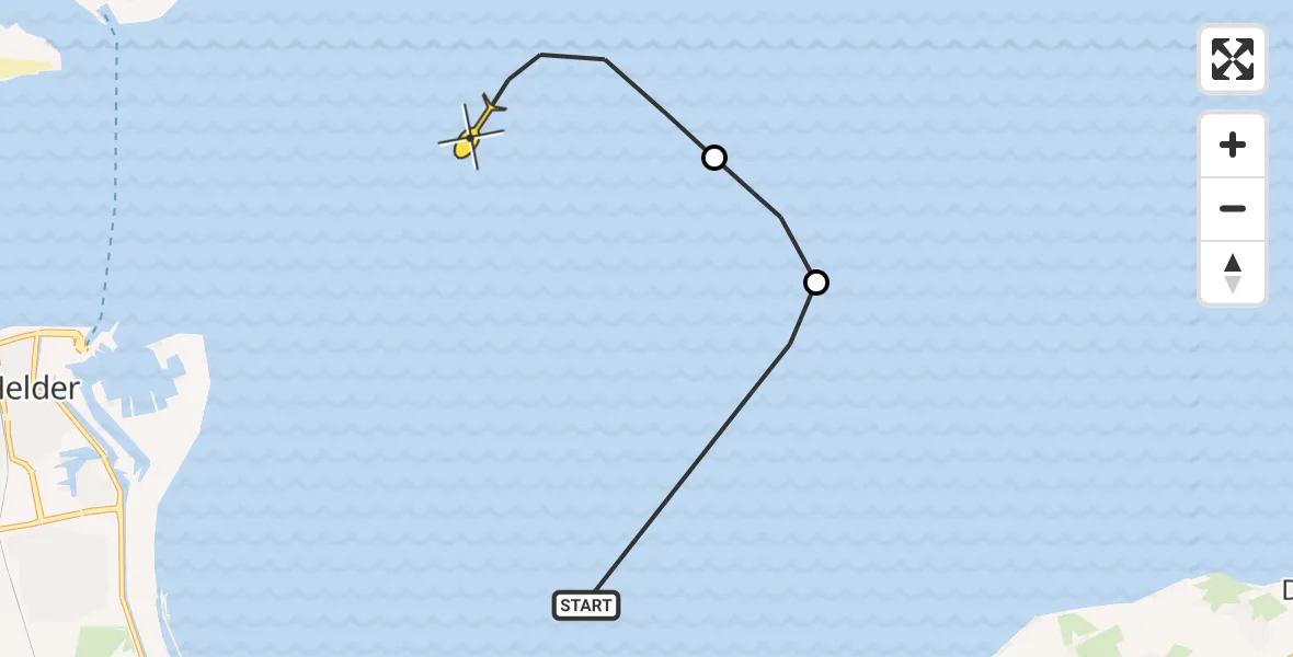 Routekaart van de vlucht: Politiehelikopter naar Den Helder