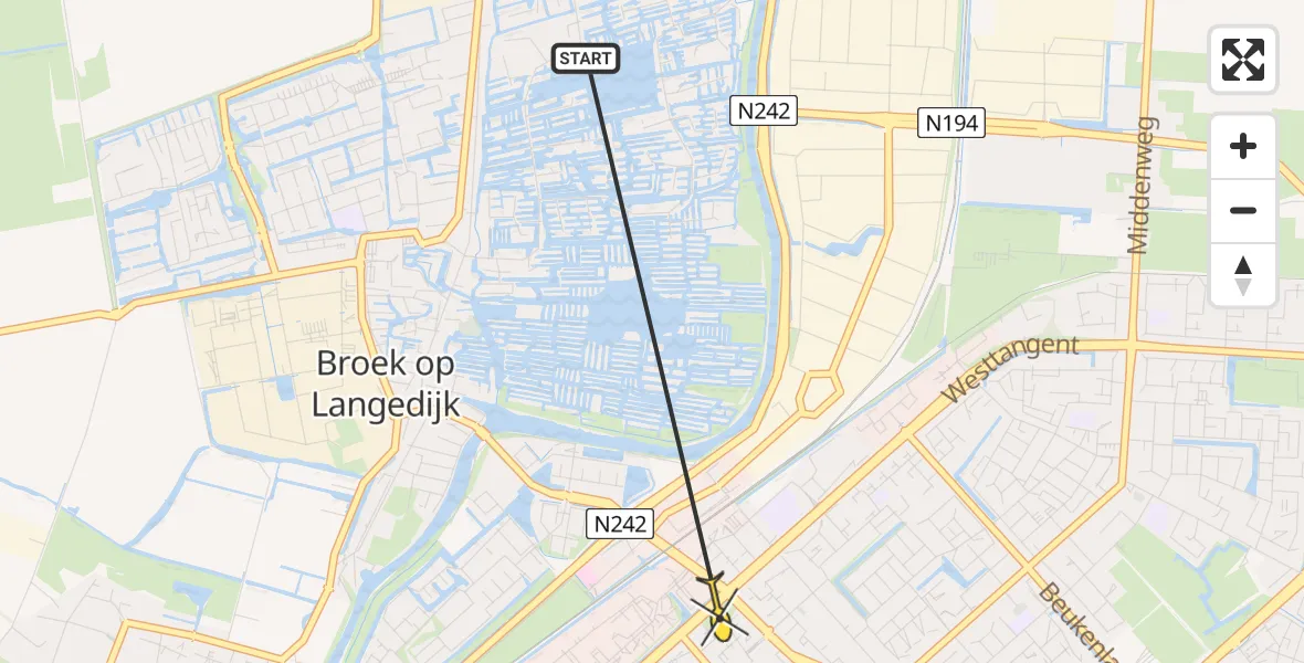 Routekaart van de vlucht: Politieheli naar Heerhugowaard, Koraal