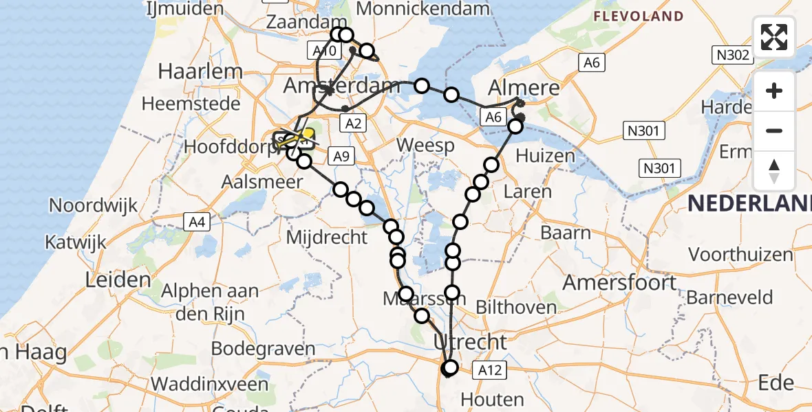 Routekaart van de vlucht: Politieheli naar Schiphol, Thermiekstraat