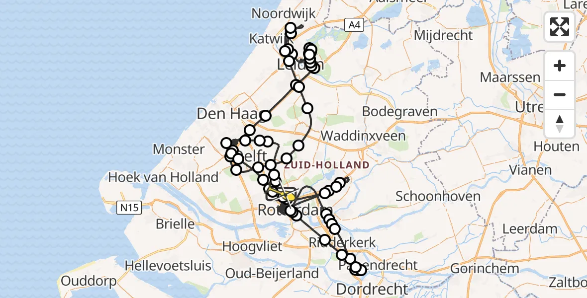 Routekaart van de vlucht: Politieheli naar Rotterdam The Hague Airport, Hofweg