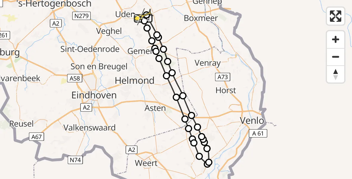 Routekaart van de vlucht: Lifeliner 3 naar Vliegbasis Volkel, Jeanny van Kuppeveltpad