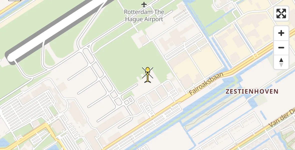 Routekaart van de vlucht: Politieheli naar Rotterdam The Hague Airport