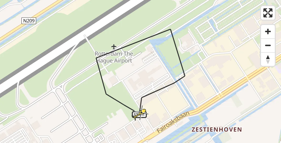 Routekaart van de vlucht: Lifeliner 2 naar Rotterdam The Hague Airport, Brandenburgbaan