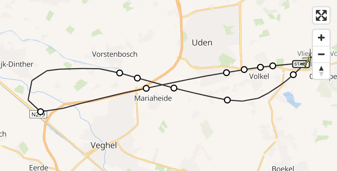 Routekaart van de vlucht: Lifeliner 3 naar Vliegbasis Volkel, Rondweg Volkel