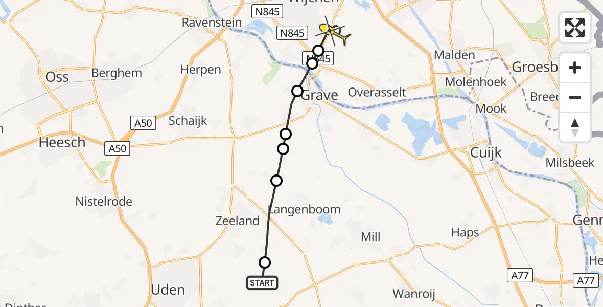 Routekaart van de vlucht: Lifeliner 3 naar Wijchen, Trentse Bossen