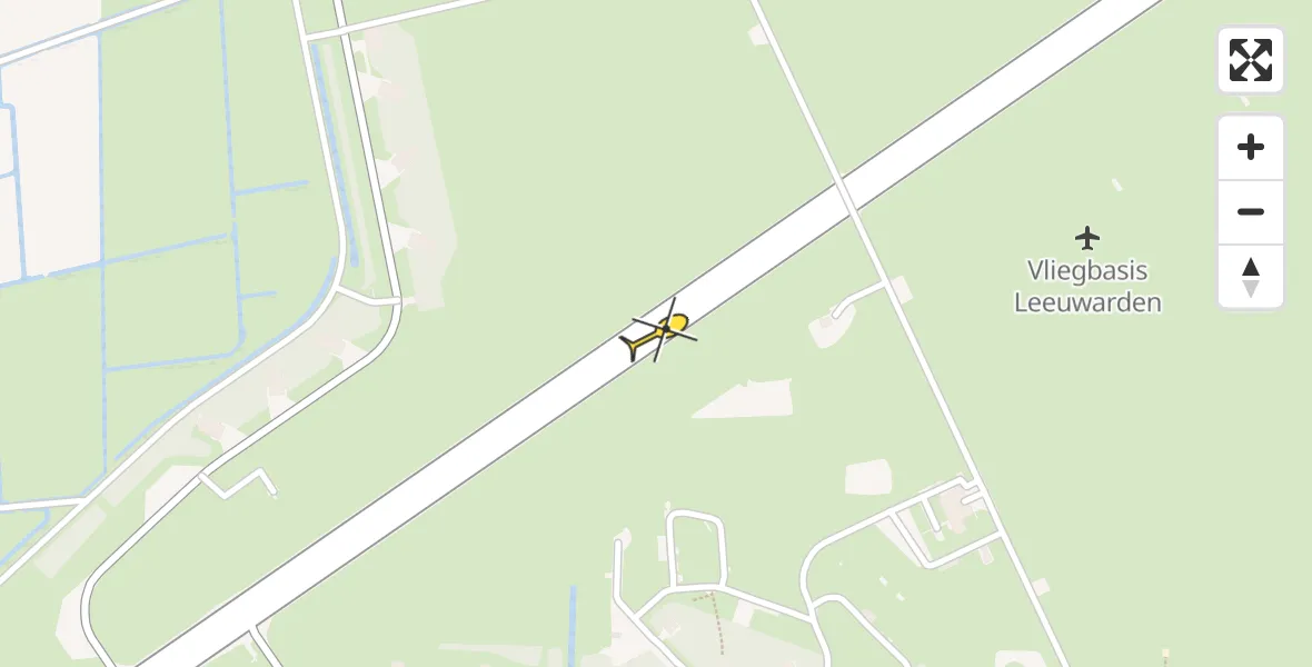 Routekaart van de vlucht: Ambulancehelikopter naar Vliegbasis Leeuwarden