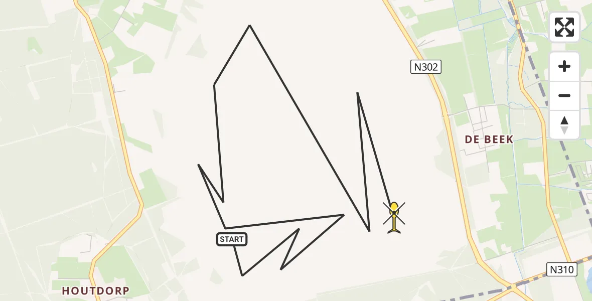 Routekaart van de vlucht: Politiehelikopter naar Ermelo, Paleisweg