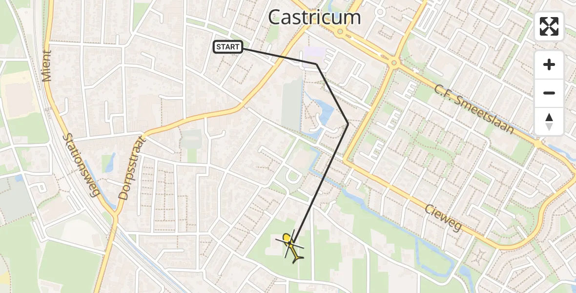 Routekaart van de vlucht: Lifeliner 1 naar Castricum, Rollerusstraat