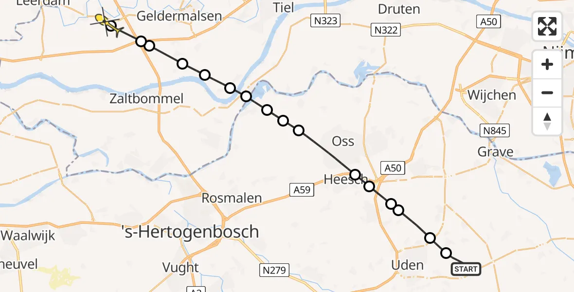 Routekaart van de vlucht: Lifeliner 3 naar Rumpt, De Bunders