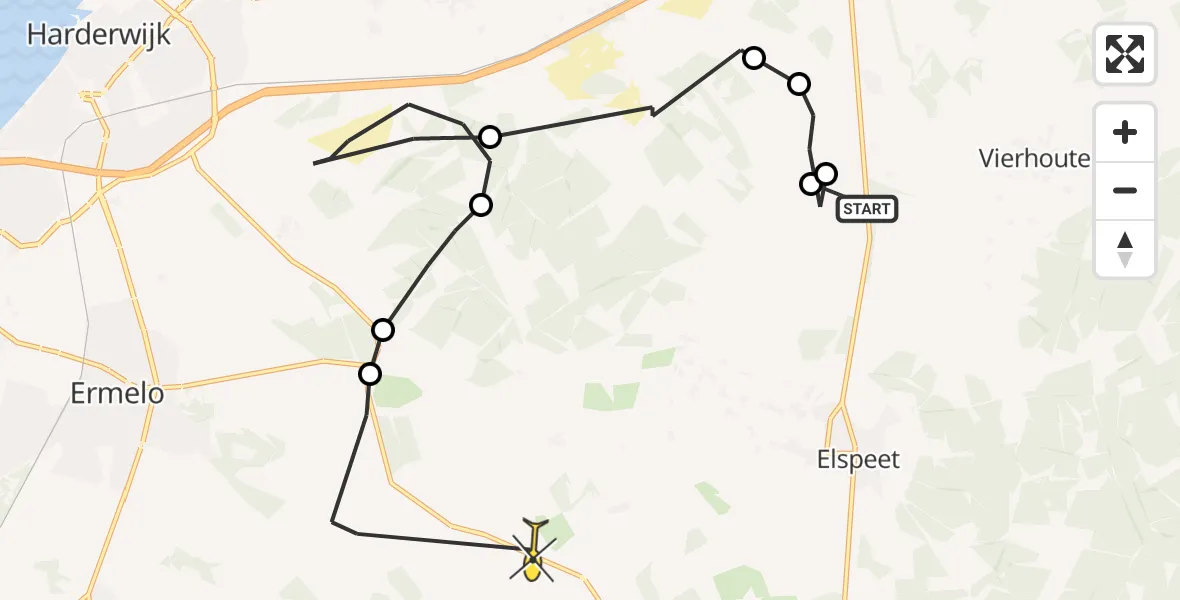 Routekaart van de vlucht: Politieheli naar Ermelo, Liesbergpad