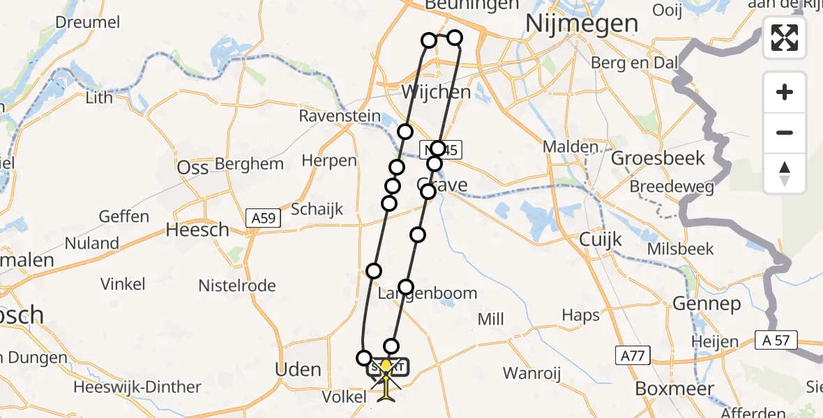 Routekaart van de vlucht: Lifeliner 3 naar Vliegbasis Volkel, Trentse Bossen