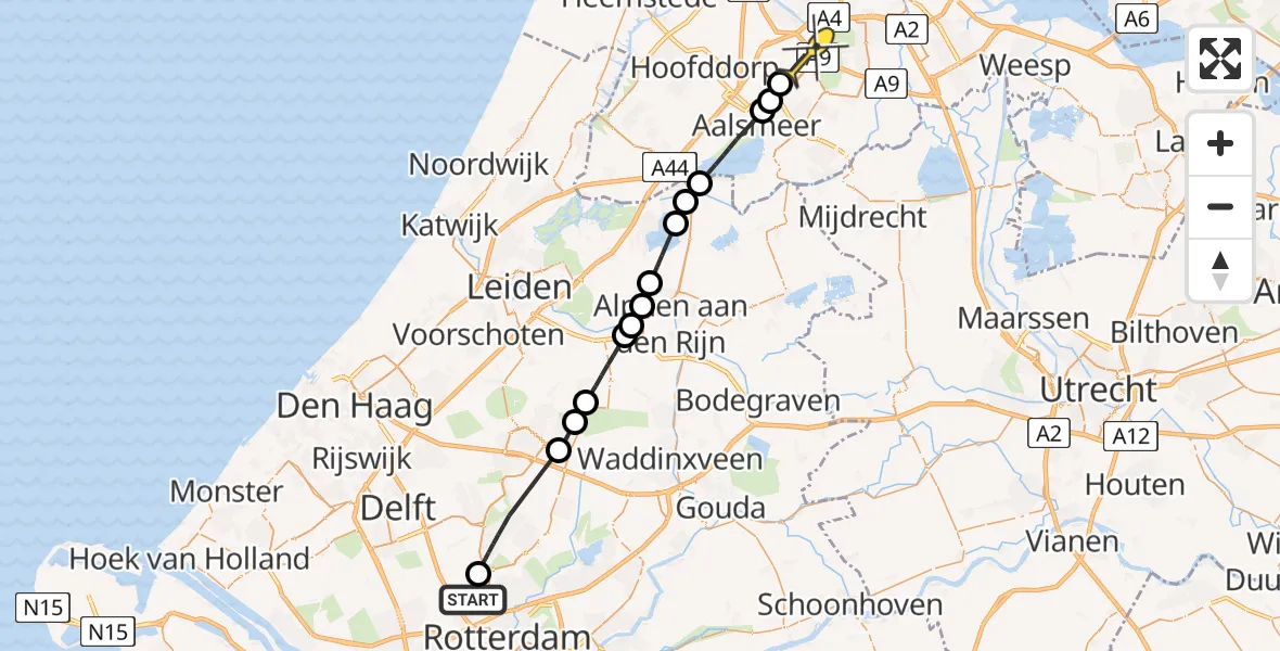 Routekaart van de vlucht: Politieheli naar Schiphol, Nieuwe Bovendijk