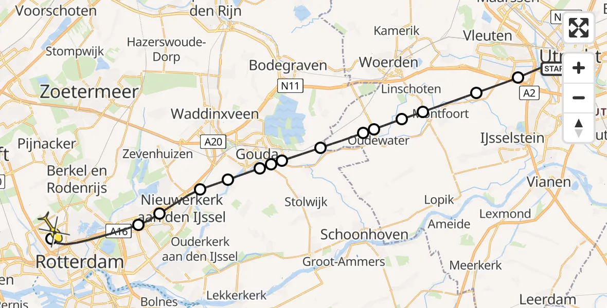 Routekaart van de vlucht: Lifeliner 2 naar Rotterdam The Hague Airport, Ravellaan