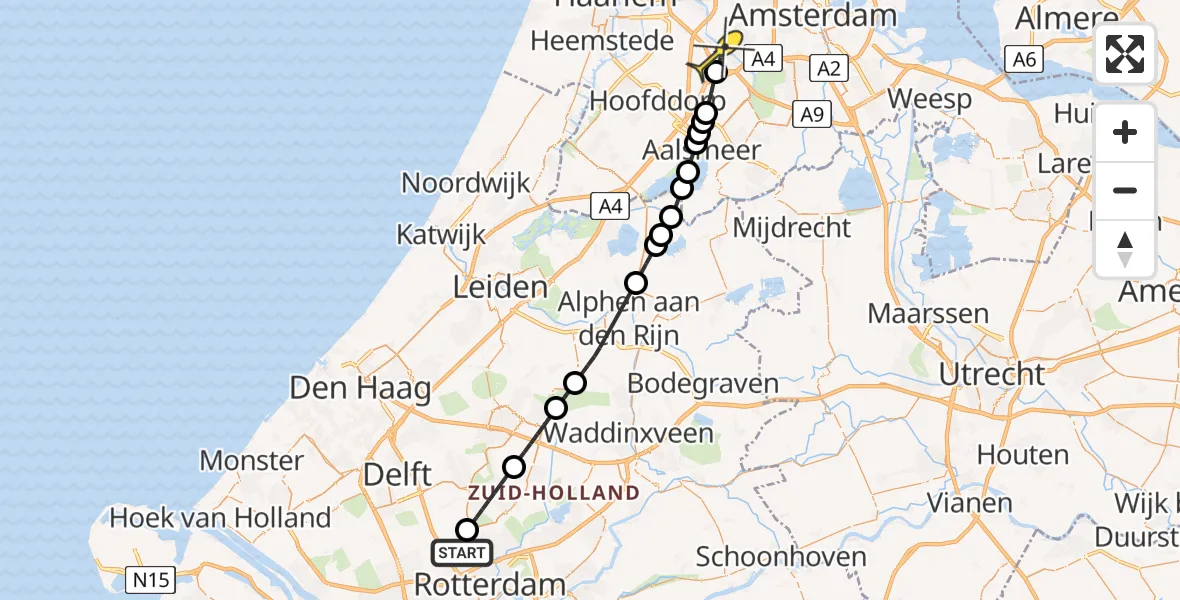 Routekaart van de vlucht: Lifeliner 2 naar Badhoevedorp, Zilverschoon