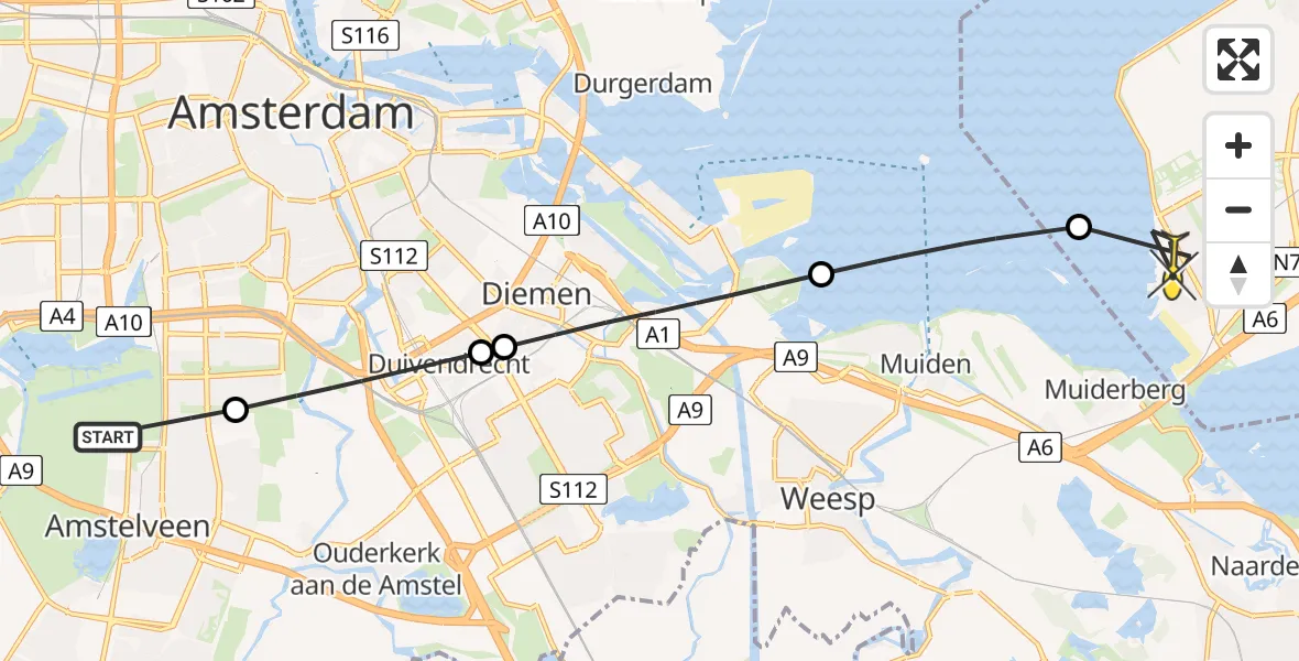 Routekaart van de vlucht: Politieheli naar Almere, Iepenrodelaan