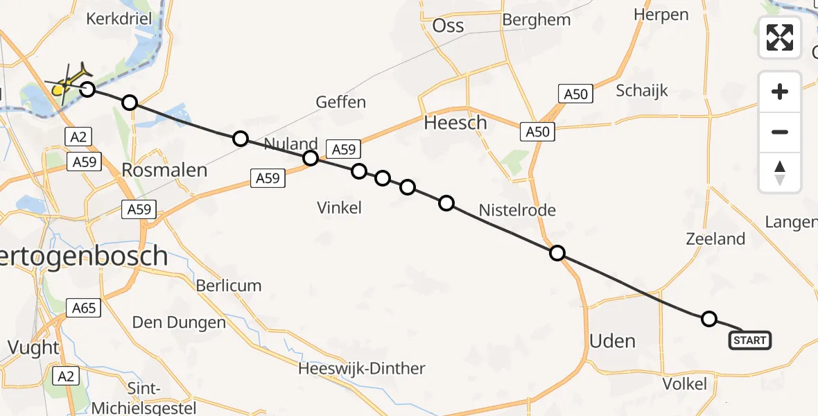 Routekaart van de vlucht: Lifeliner 3 naar Hoenzadriel, Zeelandsedijk