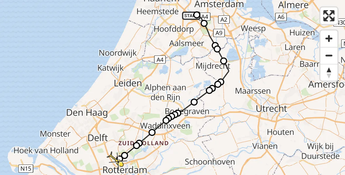 Routekaart van de vlucht: Lifeliner 2 naar Rotterdam The Hague Airport, Akersluis