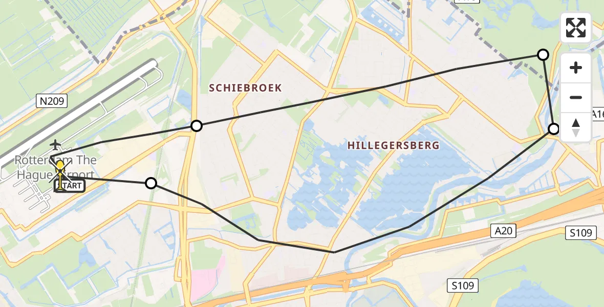 Routekaart van de vlucht: Lifeliner 2 naar Rotterdam The Hague Airport, Bovendijk