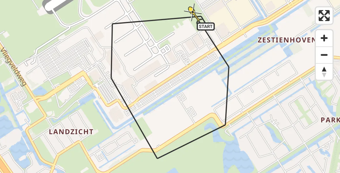 Routekaart van de vlucht: Lifeliner 2 naar Rotterdam The Hague Airport, Pilotenpad