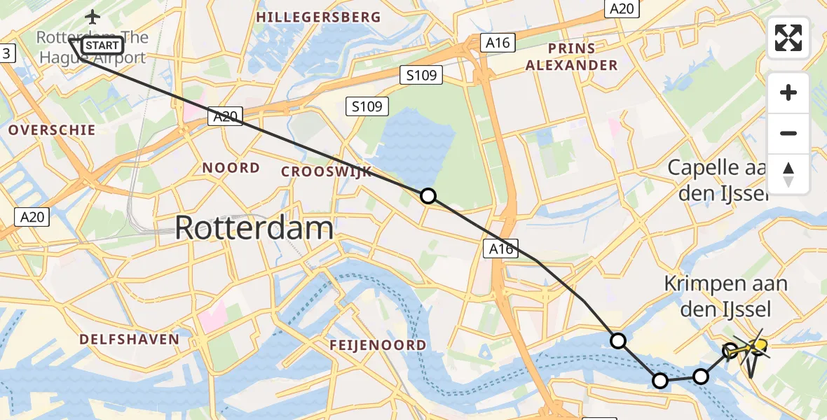 Routekaart van de vlucht: Lifeliner 2 naar Krimpen aan den IJssel, Plaszoom