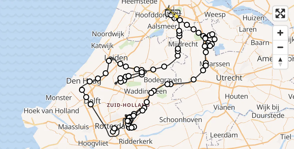 Routekaart van de vlucht: Politieheli naar Schiphol, Startbaan