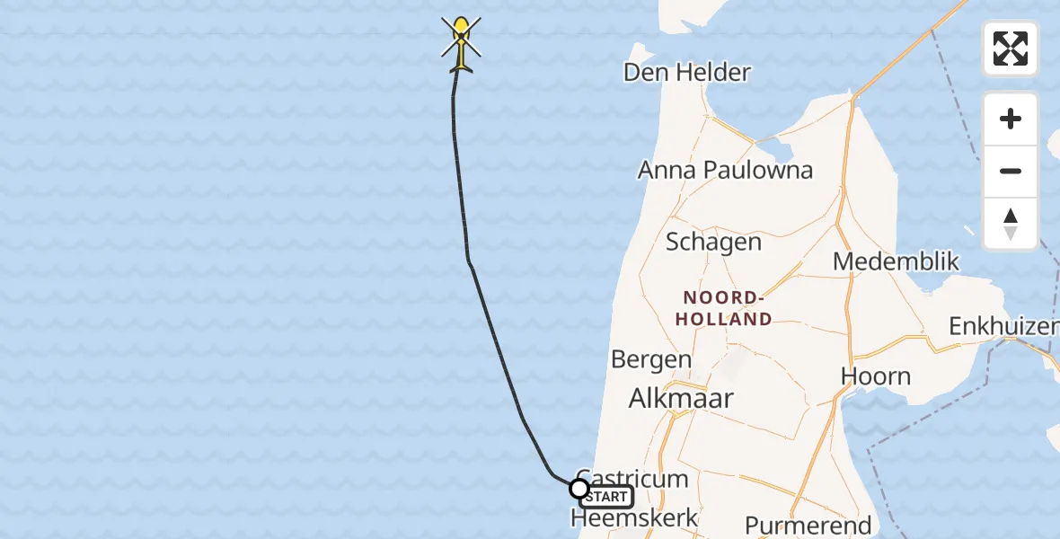 Routekaart van de vlucht: Kustwachthelikopter naar 