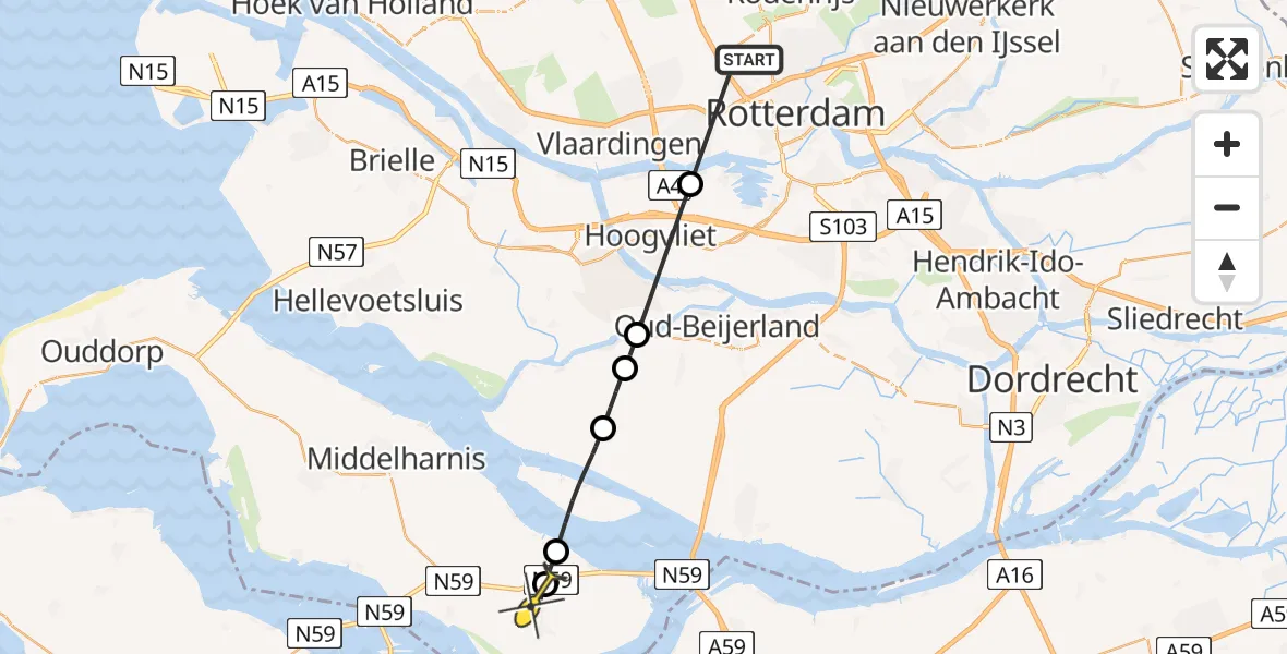 Routekaart van de vlucht: Lifeliner 2 naar Achthuizen, Werfdijk