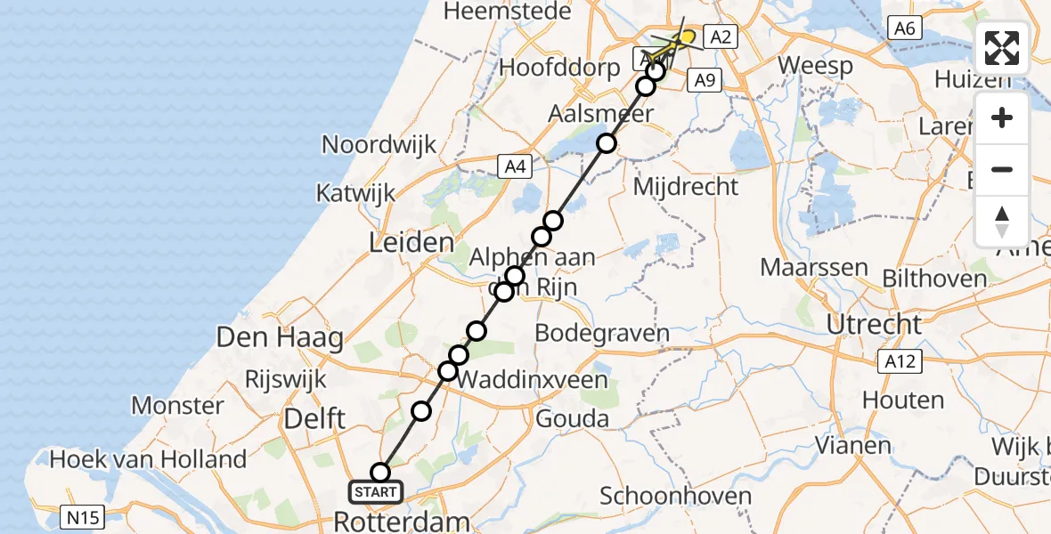 Routekaart van de vlucht: Lifeliner 2 naar Amstelveen, Spoorhaven