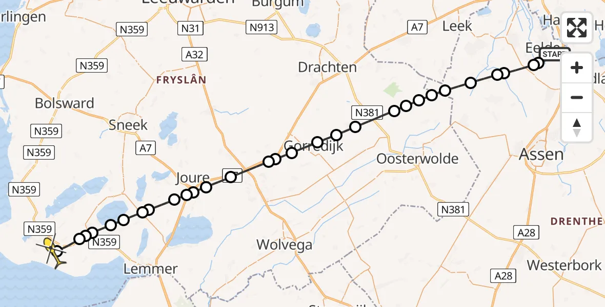 Routekaart van de vlucht: Lifeliner 4 naar Rijs, Lugtenbergerweg