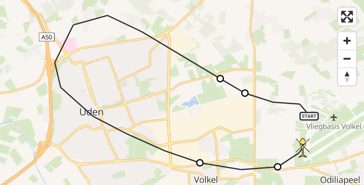 Routekaart van de vlucht: Lifeliner 3 naar Vliegbasis Volkel, Boskriek