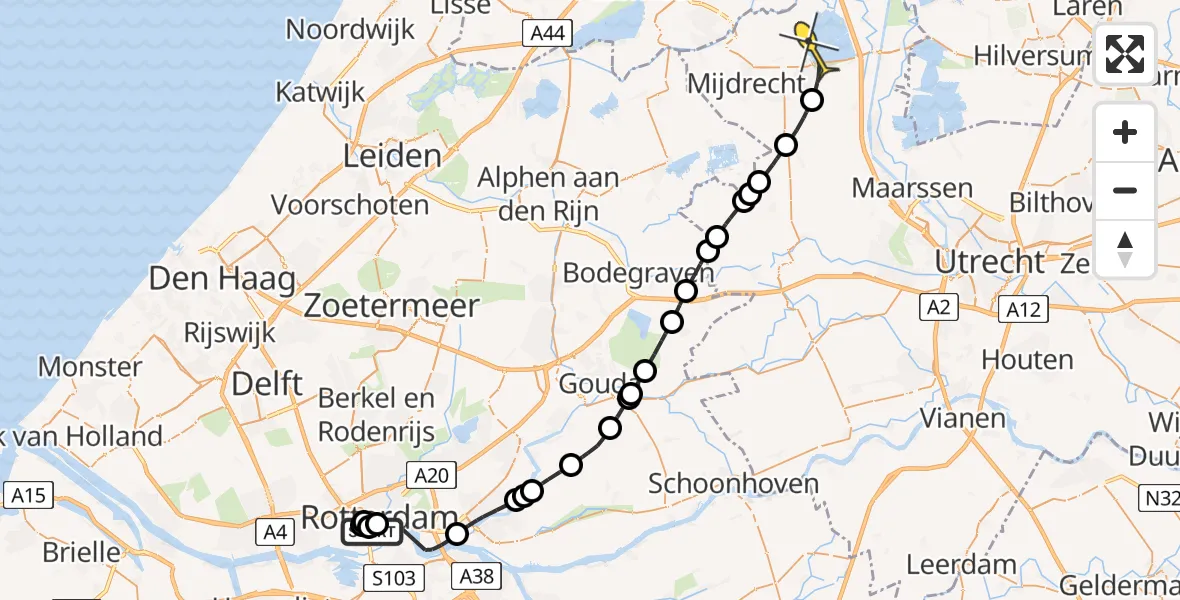 Routekaart van de vlucht: Politiehelikopter naar Vinkeveen, Henegouwerplein