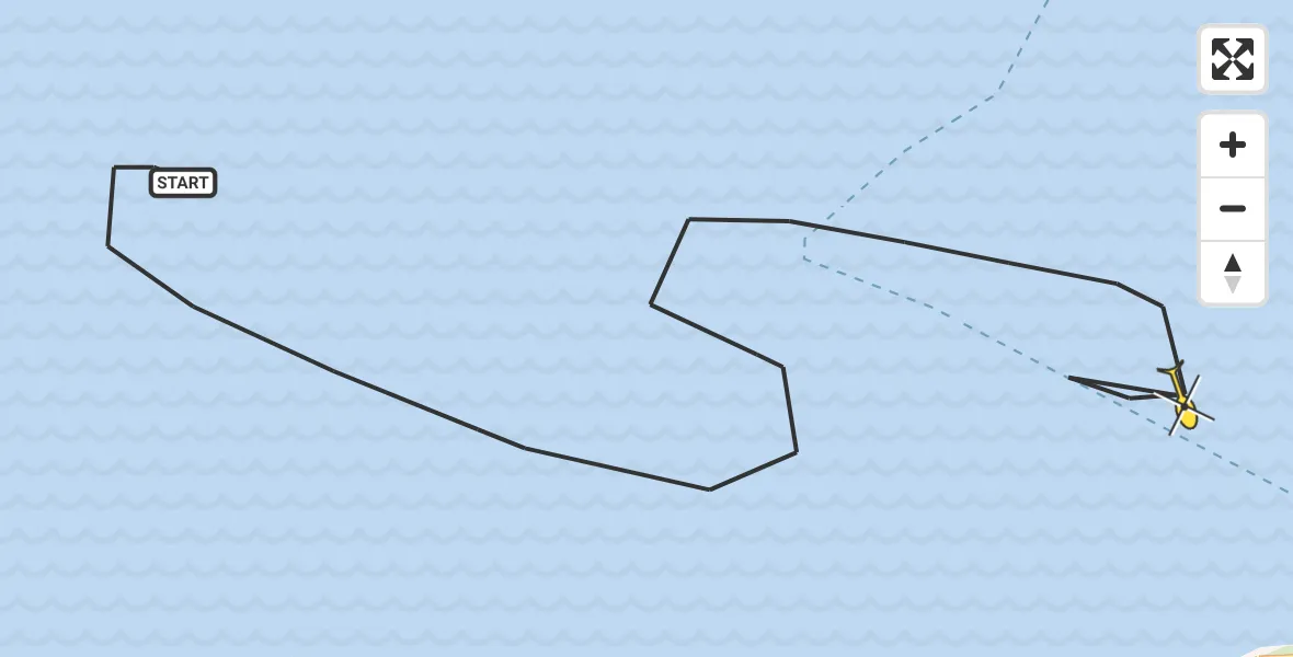 Routekaart van de vlucht: Kustwachthelikopter naar Schiermonnikoog, Zoutkamperlaag