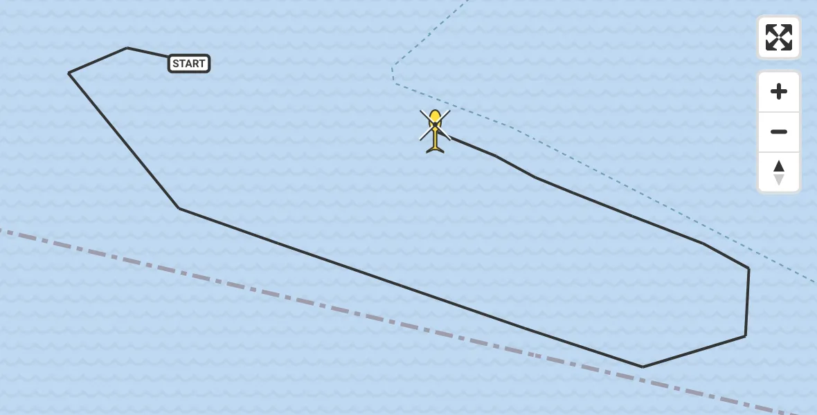Routekaart van de vlucht: Kustwachthelikopter naar Schiermonnikoog, Zoutkamperlaag