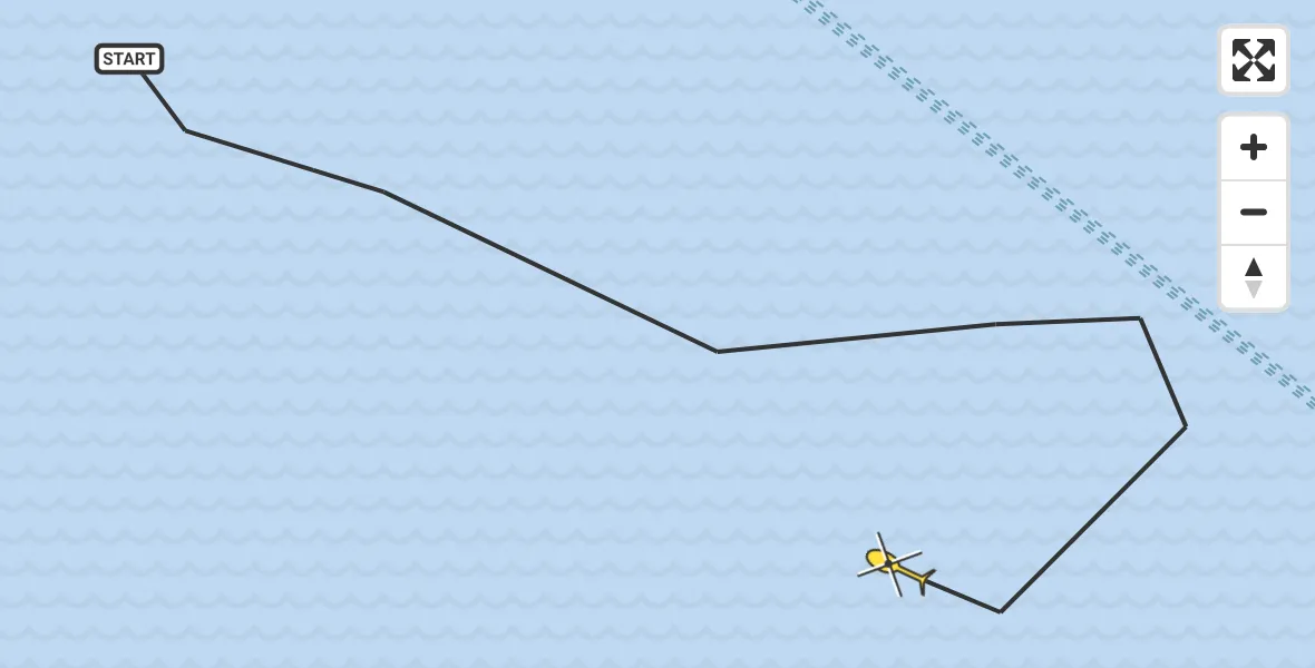 Routekaart van de vlucht: Kustwachthelikopter naar Uithuizen