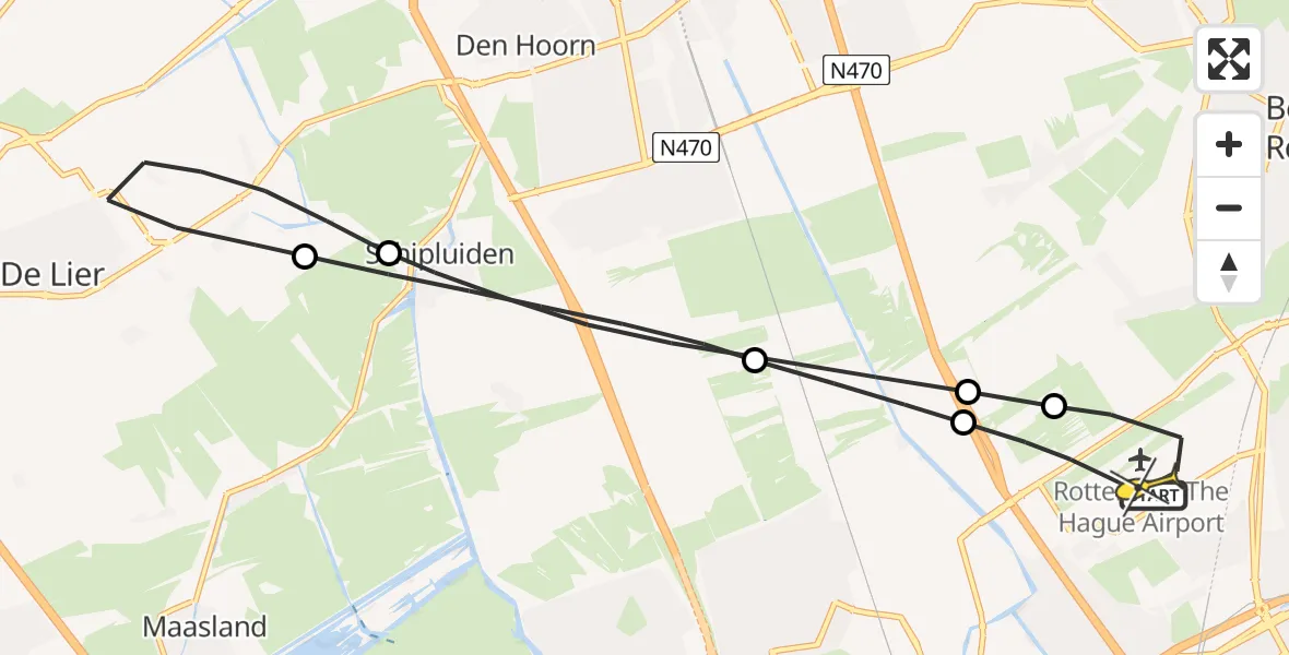 Routekaart van de vlucht: Lifeliner 2 naar Rotterdam The Hague Airport, Noord-Lierweg