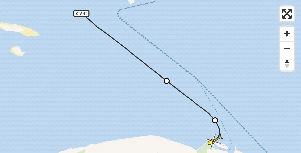 Routekaart van de vlucht: Kustwachthelikopter naar Eemshaven, Borkumkade