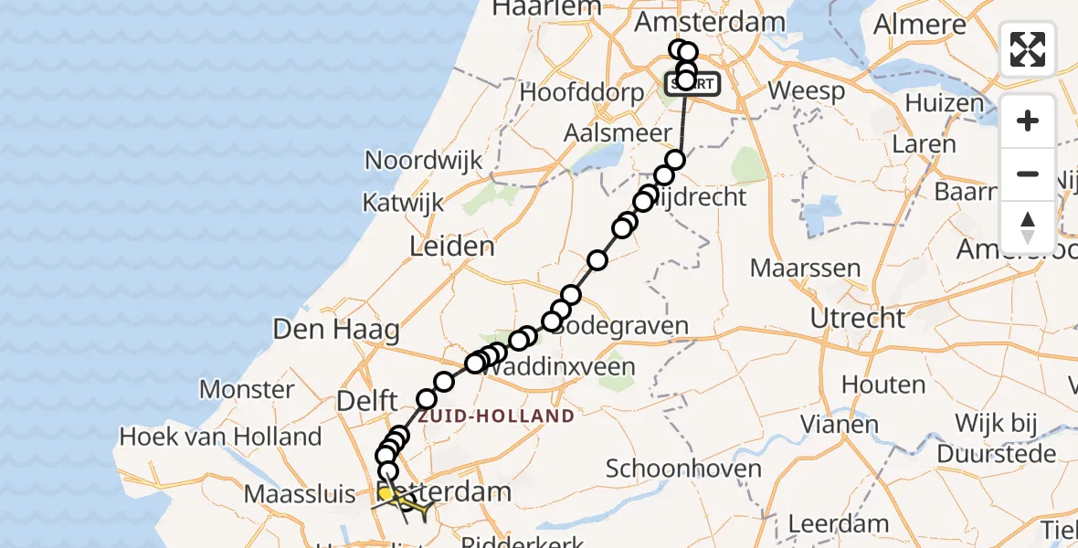 Routekaart van de vlucht: Lifeliner 1 naar Rotterdam, Jan Tooropplantsoen