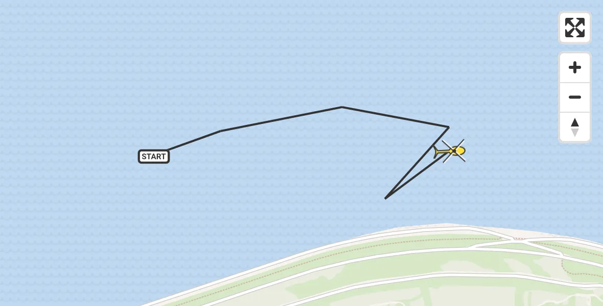 Routekaart van de vlucht: Kustwachthelikopter naar Lauwersoog, Kustweg