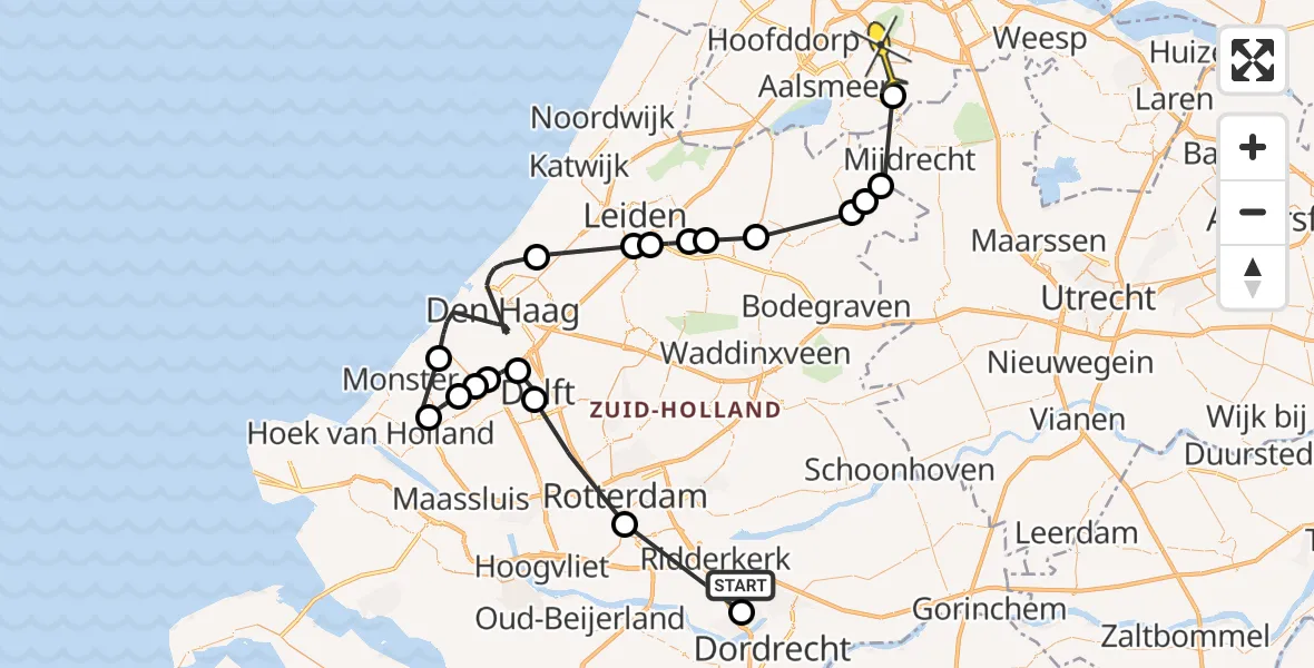 Routekaart van de vlucht: Politieheli naar Amstelveen, Zwanebloem