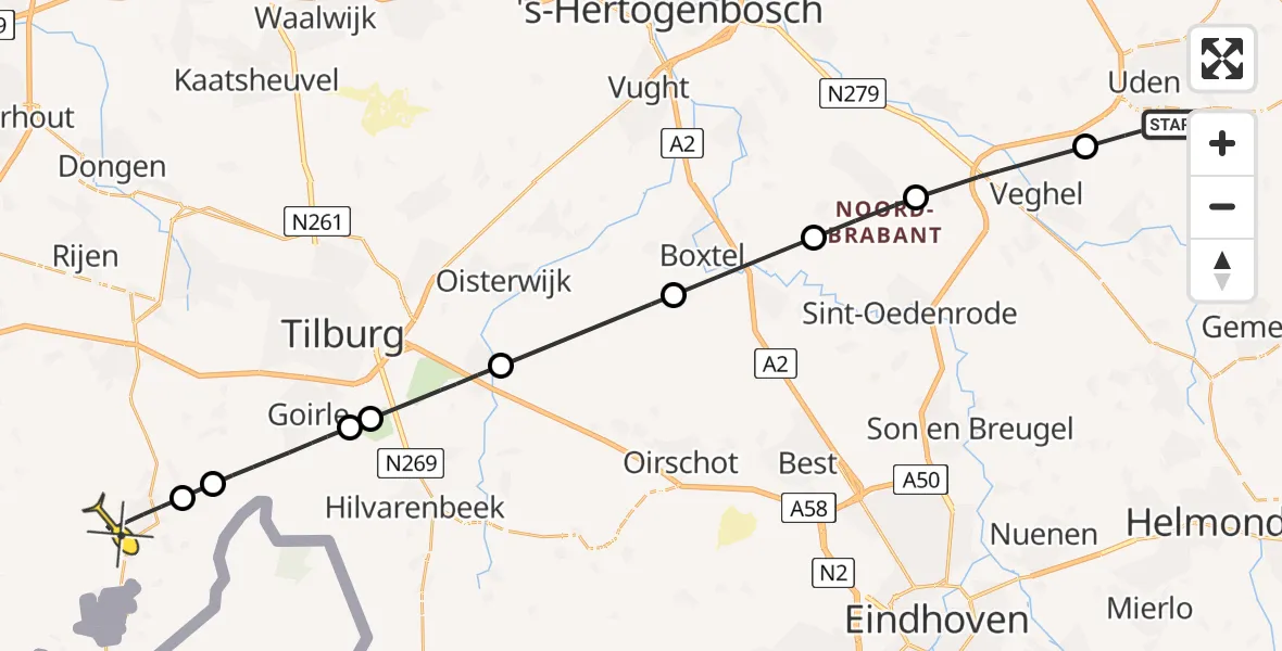 Routekaart van de vlucht: Lifeliner 3 naar Alphen, Kruisstraat