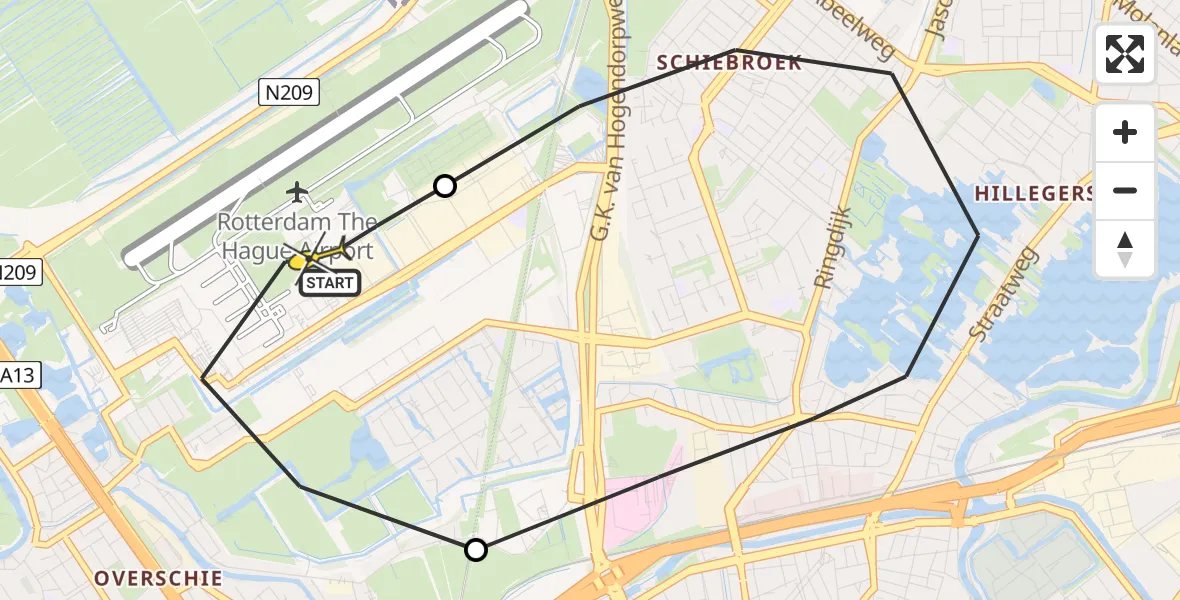 Routekaart van de vlucht: Lifeliner 2 naar Rotterdam The Hague Airport, SFG parkeren personeel