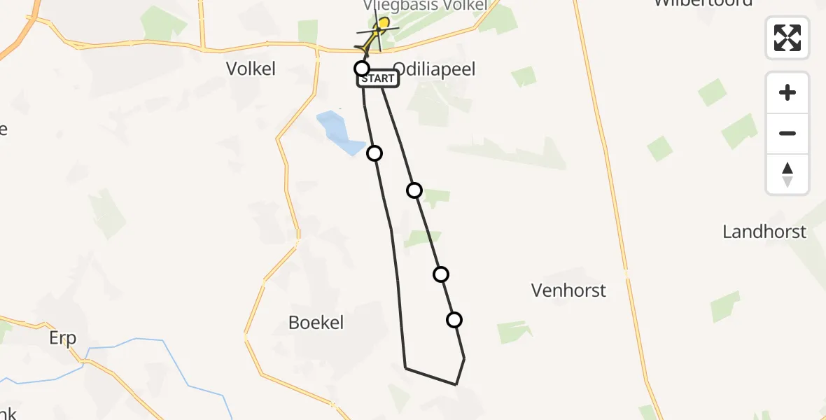 Routekaart van de vlucht: Lifeliner 3 naar Vliegbasis Volkel, Hemelrijkstraat