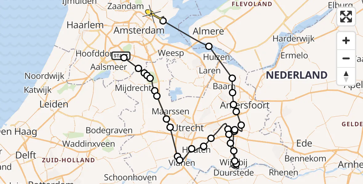 Routekaart van de vlucht: Politieheli naar Amsterdam, Rietwijkerdwarsweg