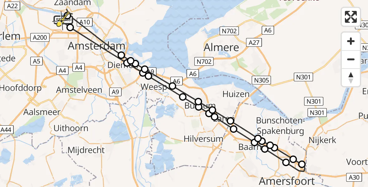 Routekaart van de vlucht: Lifeliner 1 naar Amsterdam Heliport, Maltaweg