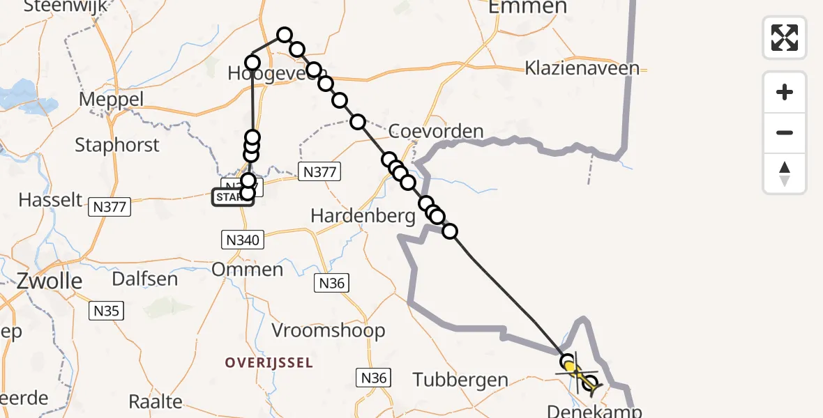 Routekaart van de vlucht: Lifeliner 4 naar Denekamp, De Kolonie